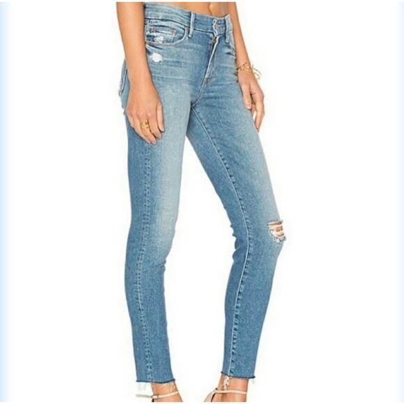 MOTHER Denim - Mother Looker Ankle Fray Jeans 26 Women's Raw Hem Distressed In Love Gun